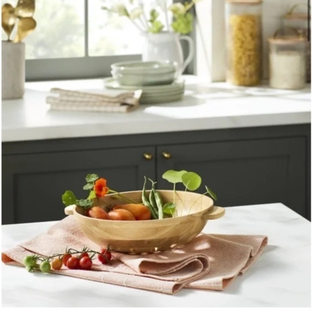 NWT Hearth & Hand with Magnolia 42oz Wooden Harvest Bowl Natural